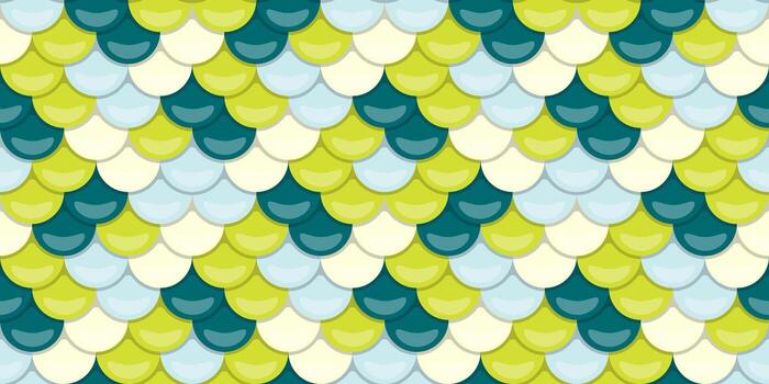 vibrante sin costura modelo de superposición escamas en verde azulado, Lima, y blanco. Perfecto para textil diseño, sitio web antecedentes, o juguetón marca. evoca sentimientos de verano, océano, y fantasía. vector