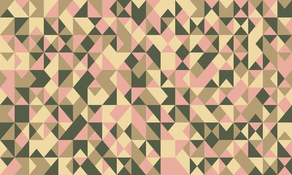 Abstract geometric pattern. Muted pink, beige, and olive green triangles create a complex, yet visually calming texture. Ideal for backgrounds, textiles, or website design. vector