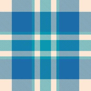 Jacket tartan textile background, setting pattern seamless. Hippy fabric plaid texture check in cyan and antique white colors. vector