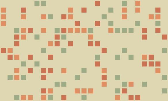 Abstract pixel art background. Earthy tones create a calming, retro aesthetic. Ideal for websites, presentations, or textile designs. Suggests connectivity, data flow, or organic growth. vector