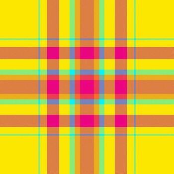 Vibrant, geometric plaid pattern in sunny yellow, bright orange, and bold pink. Perfect for textile design, website backgrounds, or adding a pop of color to any project. vector