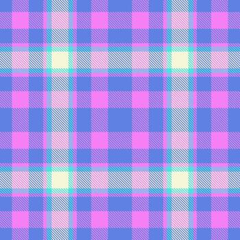 Yard plaid tartan fabric, herringbone seamless texture. Customizable pattern background check textile in blue and magenta colors. vector