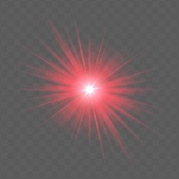 Red radial flare with glowing starburst, soft gradient and transparent background. Suitable for magical, festive or romantic visual design projects. vector