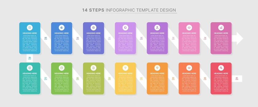 Modern Infographic Design Template with 14 Data Points vector
