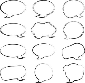 Collection of Red Speech Bubbles in Various Shapes for Communication vector