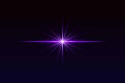 púrpura Starburst ligero con agudo rayos y resplandor efecto. radiante llamarada crea elegante realce para destacar, destello, o brillar efectos visuales vector