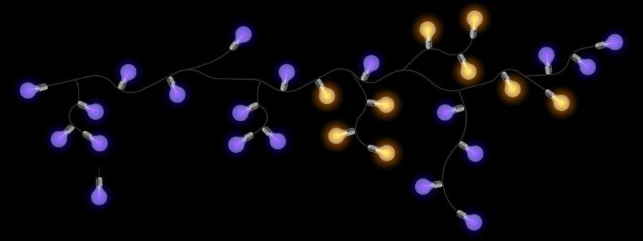 un cuerda de luces en un negro antecedentes vector