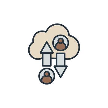 cloud data transfer icons isolated on White Background. Flat style design Thin color icons vector