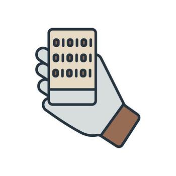 digitalization icons isolated on White Background. Flat style design Thin color icons vector