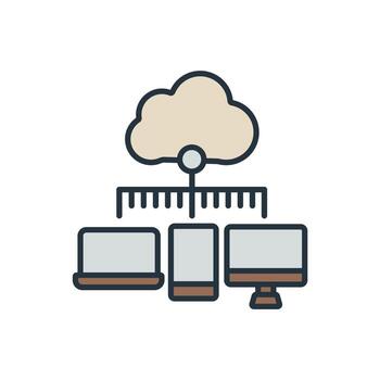 nube informática íconos aislado en blanco antecedentes. plano estilo diseño Delgado color íconos vector