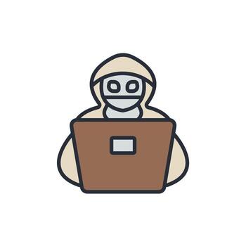 hacker icons isolated on White Background. Flat style design vector