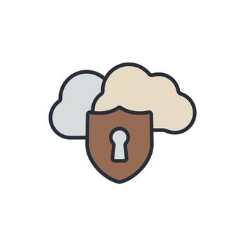 data cloud security icons isolated on White Background. Flat style design vector