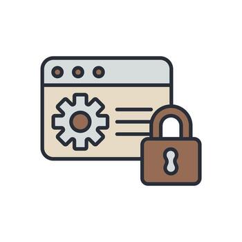 secure data processing icons isolated on White Background. Flat style design vector