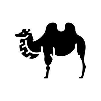 Bactrian camel black flat icon for digital and print projects. vector