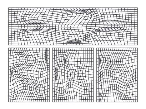 grids and distorted wireframes for poster design vector