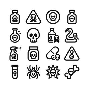 Linear Simple Danger Symbol Icon Set Various Shapes and Objects vector