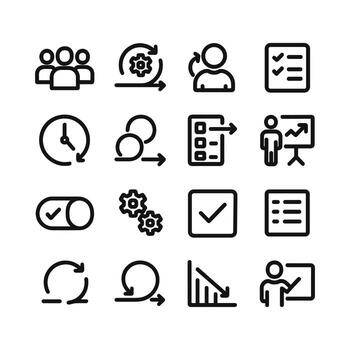 contorno carrera negocio proceso administración icono conjunto y flujo de trabajo elementos vector