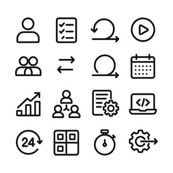 contorno sencillo Delgado línea software desarrollo proceso elemento icono conjunto vector