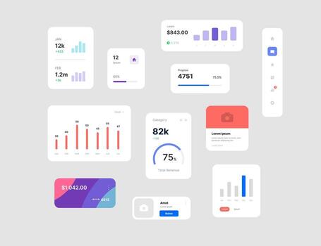 UI elements for Dashboard Design. Use design for web application, desktop app interface or website. vector