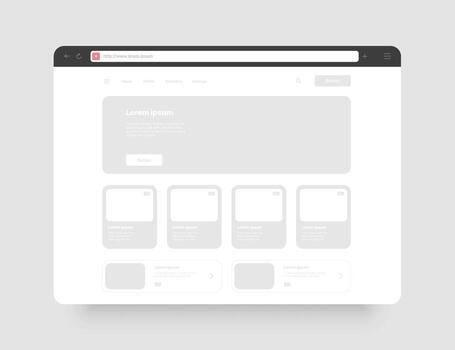 Web browser concept for your website presentation. Wireframes screens. Web window screen mockup. vector
