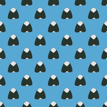 Seamless pattern with onigiri for decorative print, wrapping paper, menu, wallpaper and fabric doodle vector