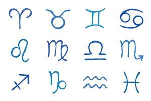 Pencil Hand drawn zodiac signs Esoteric symbol doodle set Astrology clipart Elements for design vector