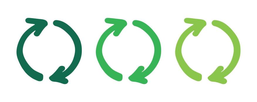 natural Hand drawn recycle arrow icon Recycling resources symbol Reuse of materials, zero waste, green environment, saving the planet vector