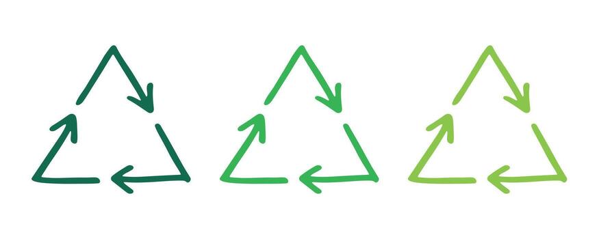 concept Hand drawn recycle arrow icon Recycling resources symbol Reuse of materials, zero waste, green environment, saving the planet vector