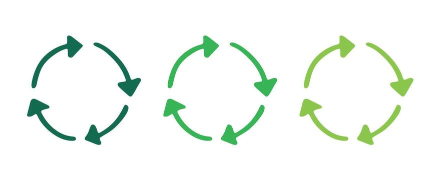 rotation Hand drawn recycle arrow icon Recycling resources symbol Reuse of materials, zero waste, green environment, saving the planet vector