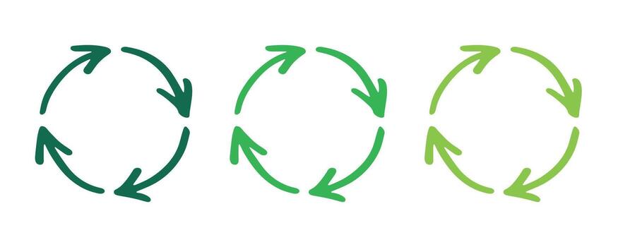 reuse Hand drawn recycle arrow icon Recycling resources symbol Reuse of materials, zero waste, green environment, saving the planet vector