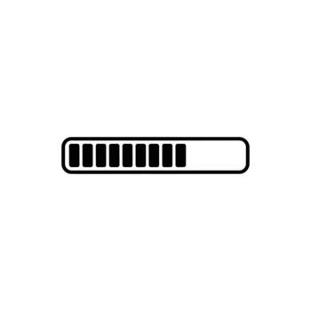 Black loading bar showing about seventy percent progress on a white background vector