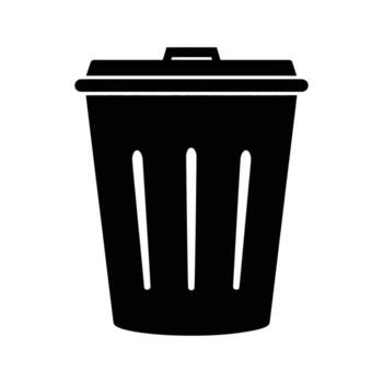 negro basura lata con tapa proporciona un sencillo solución en blanco antecedentes vector