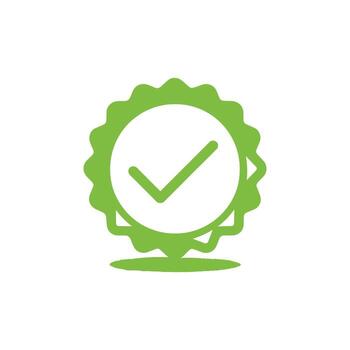 An approval check mark is encircled with a green color on a white background vector