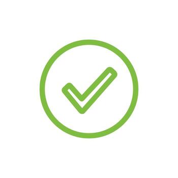 Green check mark within a circle affirms success with a transparent background vector