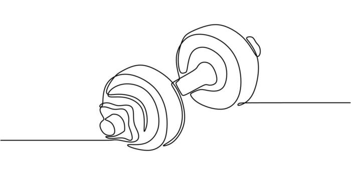 continuo línea Arte pesa. sencillo gimnasio objeto aptitud mínimo . vector