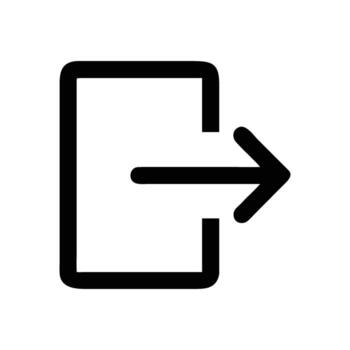 Black exit icon on white background for interface design element vector