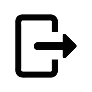 Black exit icon on white background is very simple design. vector