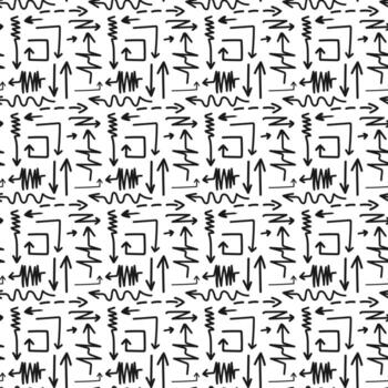 Black seamless pattern of arrows. Arrow and lines background vector