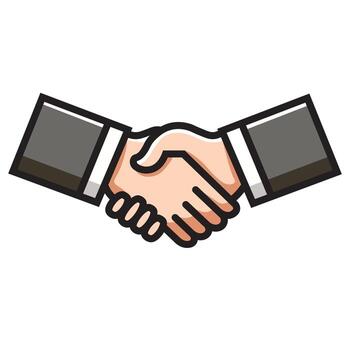 Illustration Graphic Cartoon of Two Hands Shaking in a Friendly Gesture, Symbolizing Partnership, Agreement, Cooperation, Unity, and Professionalism in Business and Social Interactions vector