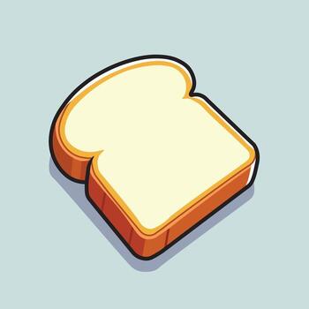 Illustration Graphic Cartoon of a Slice of Plain White Bread, Featuring Realistic Texture, Soft Edges, and Subtle Crumbs, Perfect for Breakfast vector