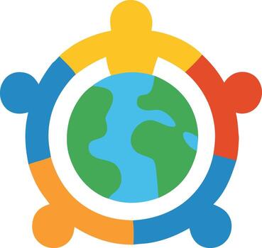 Global Unity with People Holding Hands and Globe Concept vector