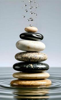 6 A stack of stones with water droplets on top photo