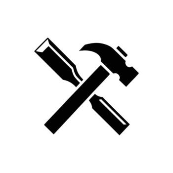 Crossed Hammer and Chisel Tools for Woodworking vector