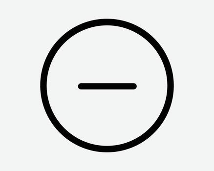 Negative Less Minus Zoom Out Substract Round Circle Circular Button Math Mathematics Minimize No Icon Sign Symbol Black White Illustration Graphic vector