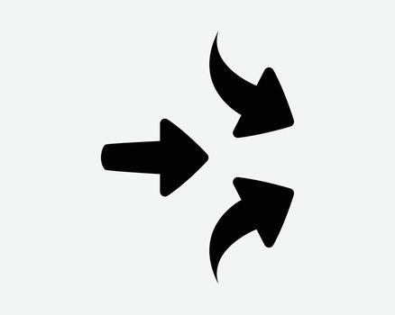 Three Arrows Pointing Right Side Enter Flow Flowing Direction East Entrance Point Pointer Location Black White Icon Sign Symbol Graphic Artwork vector