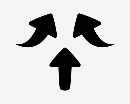 Three Arrows Pointing Up Arrow Point Upwards Flow Pathway Path Direction Enter Location Position Black White Icon Sign Symbol Graphic Artwork vector