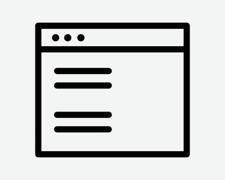 Webpage Line Outline Shape Web Website Site Page Computer Interface New Window Windows Tab App Thin Icon Sign Symbol Black White Illustration Graphic vector