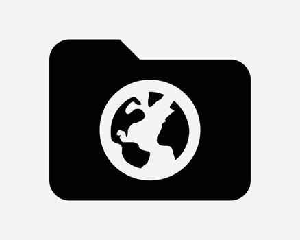World Folder File Archive Earth Storage Worldwide Document App Computer Digital Network Travel Globe Icon Sign Symbol Black White Illustration Graphic vector