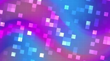 abstracts blinka fyrkant färgrik kvadrater flimmer och flytta tvärs över en vibrerande lutning bakgrund, skapande en modern abstrakt animation. video