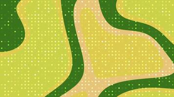 abstracts flytande blinka punkt abstrakt grön och gul bakgrund animering med dynamisk former och lysande prickar rörelse video